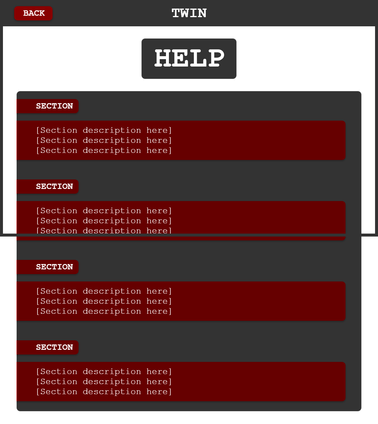 Twin game help screen
